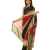 Hand Woven Cotton By Silk Contemporary Ikat Yellow, Black & Red Saree