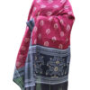 Exclusive Hand spun, Hand woven Pure Cotton Sambalpuri Ikat Red & Black Dupatta