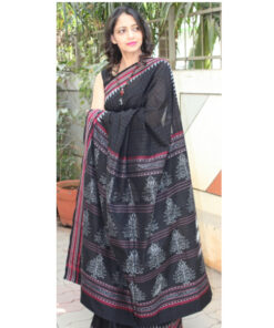 Alternative view of Hand Woven Black Sambalpuri Ikat Saree