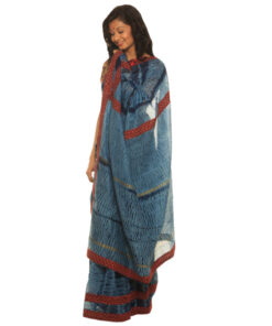 Alternative view of Exclusive Indigo Blue Shibori Maheshwari Silk Saree