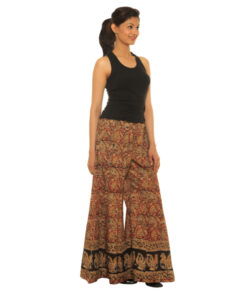 Alternative view of Exclusive Kalamkari Pure Cotton Red & Black Elasticated Waist Palazzos
