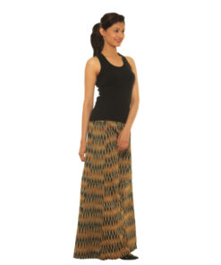 Alternative view of Hand Woven Ikat Pure Cotton Mustard Elasticated Waist Palazzo