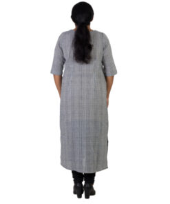 Alternative view of Exclusive Hand Woven Muslin Pure Cotton White & Black Color Kurti | Shift Dress