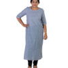 Exclusive Hand Woven Muslin Pure Cotton White & Blue Color Kurti | Shift Dress