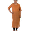 Exclusive Hand Woven Muslin Pure Cotton Rust Color Kurti | Shift Dress