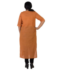 Alternative view of Exclusive Hand Woven Muslin Pure Cotton Rust Color Kurti | Shift Dress