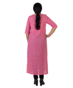 Alternative view of Exclusive Hand Woven Muslin Pure Cotton Pink Color Kurti | Shift Dress