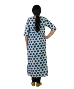 Alternative view of Exclusive Hand Block Printed Dabu Pure Cotton Indigo Blue Kurta | Shift Dress in natural dyes