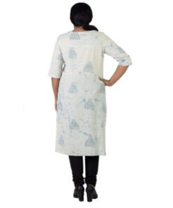 Alternative view of Exclusive Hand Block Printed Dabu Saraswati Motif Pure Cotton Indigo Blue Kurta | Shift Dress in natural dyes