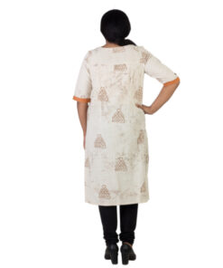 Alternative view of Exclusive Hand Block Printed Dabu Saraswati Motif Pure Cotton Kashish Kurta | Shift Dress in natural dyes