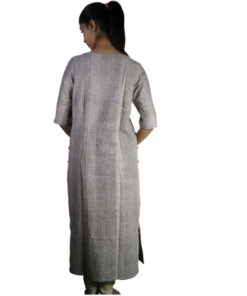 Alternative view of Exclusive Hand Block Printed Dabu Checks Pure Cotton Kashish Kurta | Shift Dress in natural dyes