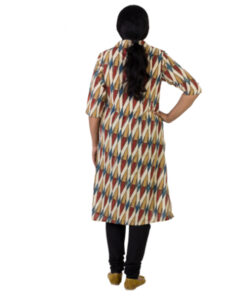 Alternative view of Exclusive Hand Block Printed Ajrakh Multicolor Pure Cotton Kurta with Geometrical Pattern in natural dyes