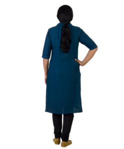 Alternative view of Exclusive Hand Woven Pure Cotton Indigo Blue Kurta in natural dyes
