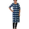 Exclusive Hand Block Printed Dabu Lotus Motif Pure Cotton Indigo Blue Kurta | Shift Dress in natural dyes