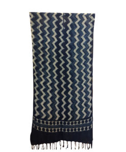 Alternative view of Dabu Hand Block Printed Indigo Blue Hand Woven Pure Linen Style 10 Stole