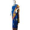 Hand Painted Pen Kalamkari Chenoori Silk Indigo Blue & Maroon Saree in Vegetable Dyes