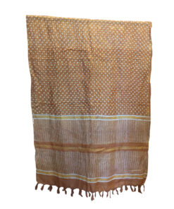 Alternative view of Dabu Hand Block Printed Hand Woven Pure Tussar Silk Mustard Dupatta in Vegetable Dyes