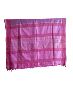 Alternative view of Hand Woven Magenta Tussar Silk Saree with Gicha Pallu