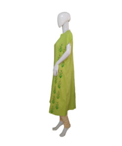Alternative view of Exclusive Hand Block Printed Pure Cotton Ready To Wear Fluorescent Green Kurta in Pigment Dyes